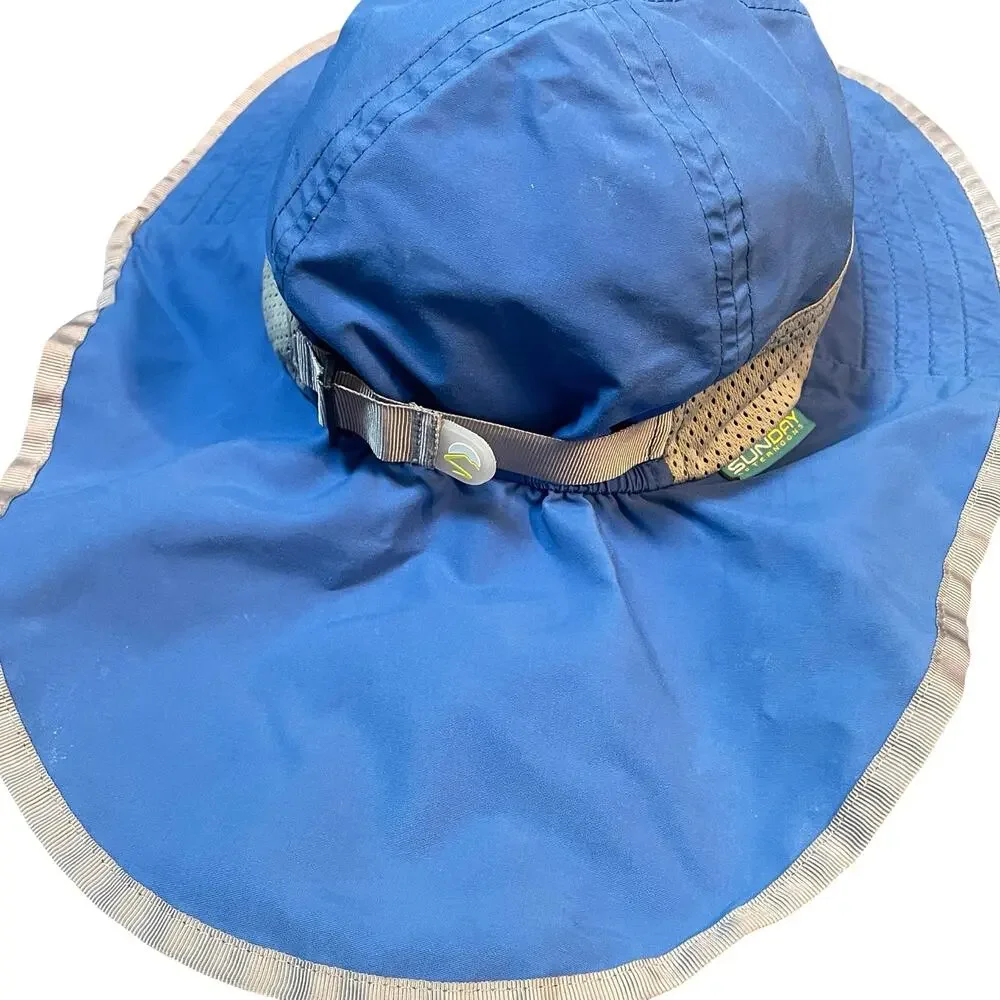 Sunday Afternoons Kids Play Hat Medium 2-5 Yrs Blue Sun Protection Neck Flap
